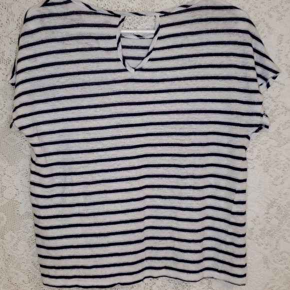 Christian Siriano horizontal striped linen top - Picture 10 of 14